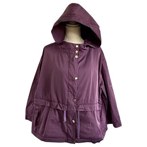 Marella Max Mara Purple Hooded Rain Jacket | Gold Hardware | Size 10